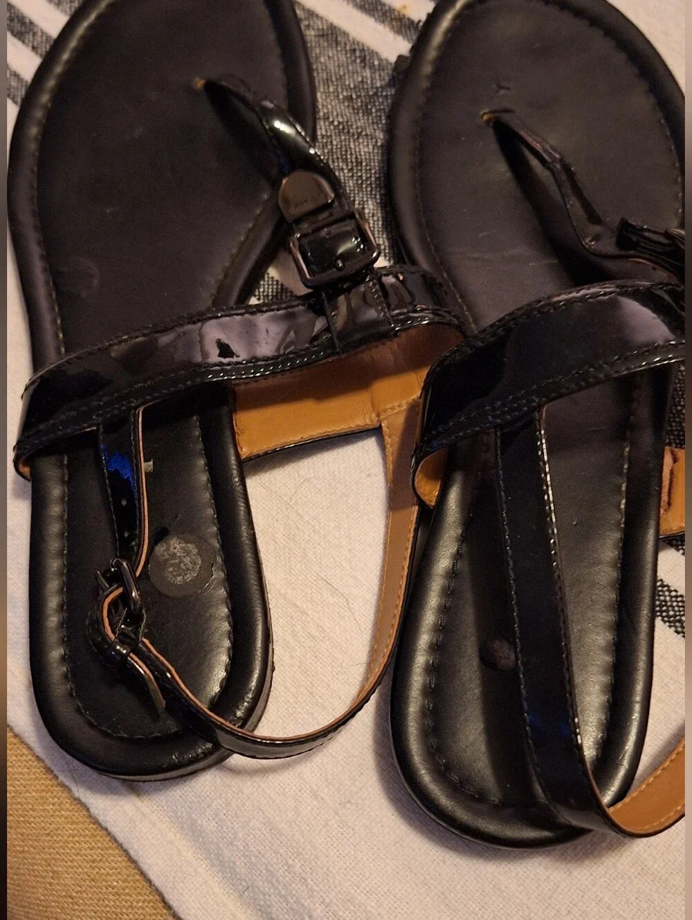 Coach Sandals Black Paten Leather Size 8.5